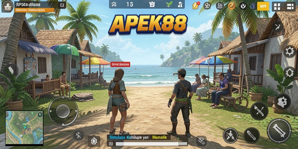 Gameplay APEK88 menampilkan interaksi karakter dan aktivitas sehari-hari.