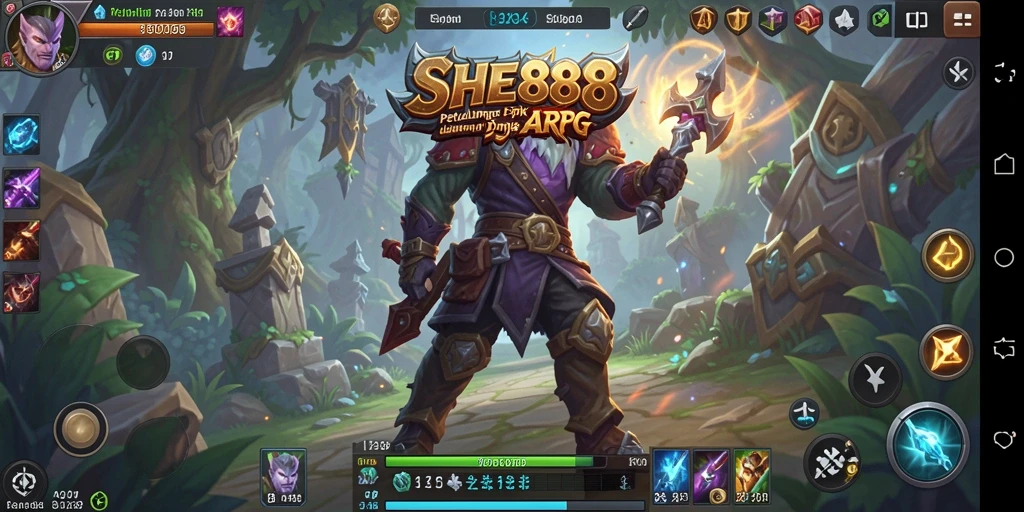 Tangkapan layar gameplay SHE888 menampilkan pertempuran seru dalam dunia ARPG.